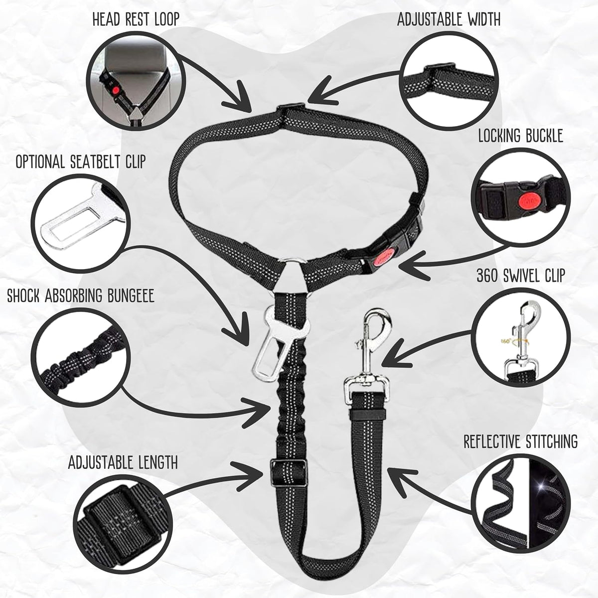 2 in 1 Adjustable Pet Seatbelt Clip